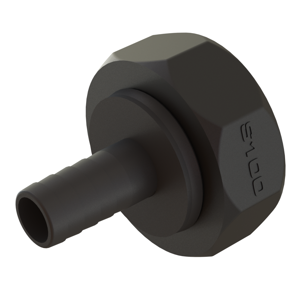 S100X8 female buttress C/W seal X 1 ¼” (32mm) hose tail, G/P/P