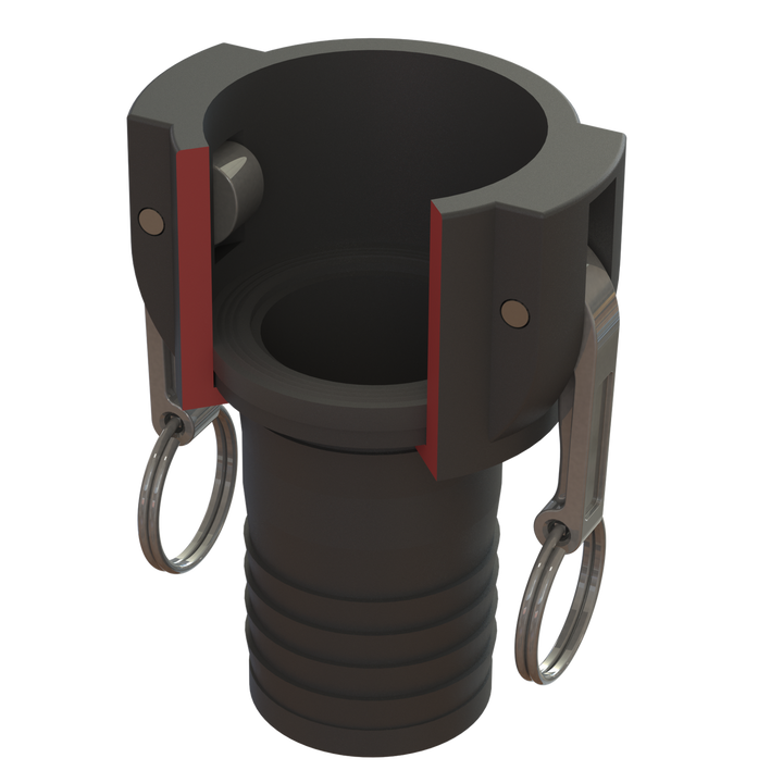 Cutaway of a CPP female Camlock swivel coupling