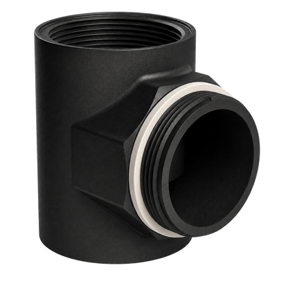 CPP® BCS G2 × 11.5 (2″ BSP/NPS) Drum Thread × 2″ Female Pipe Thread Tee in black glass-filled polypropylene – product view 5