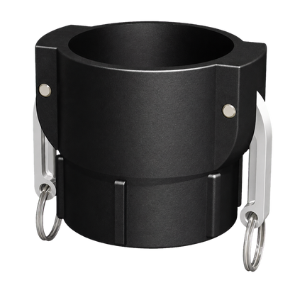 ¾″ Female Camlock × ½″ NPT Female (Type D) in black glass-filled polypropylene