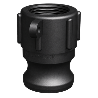 ¾″ Male Camlock × ¾″ NPT Female (Type A) in black glass-filled polypropylene