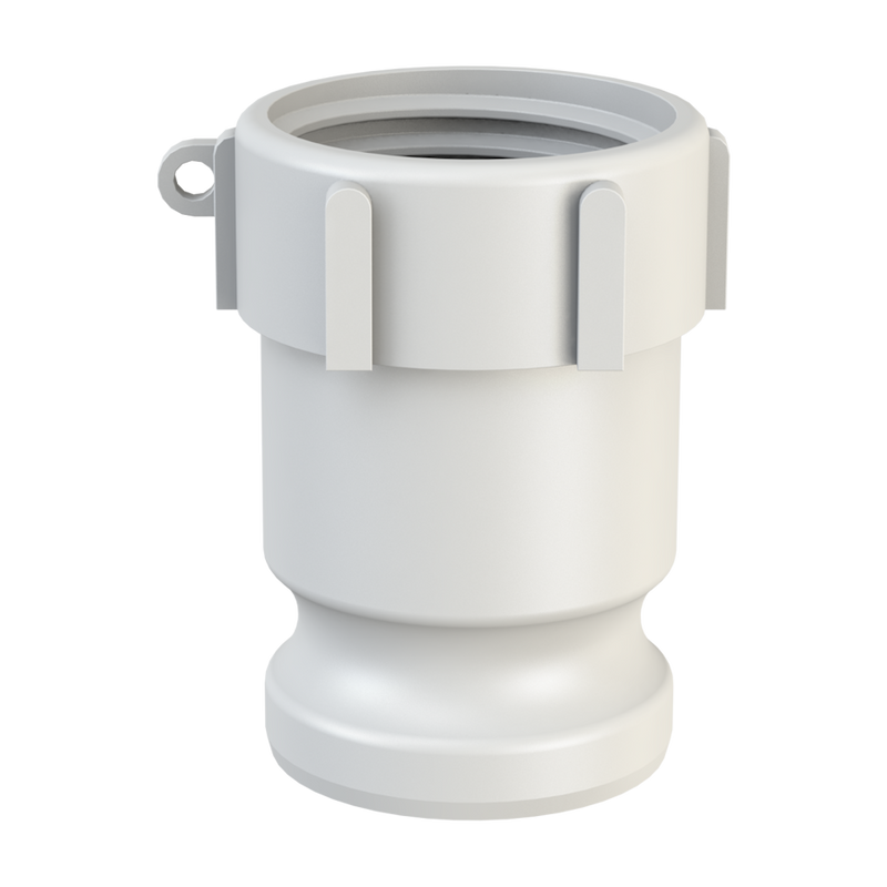 S60X6 Schütz-Compatible Female × 2″ Extended Male Camlock Type A - Natural Polypropylene - CPP®