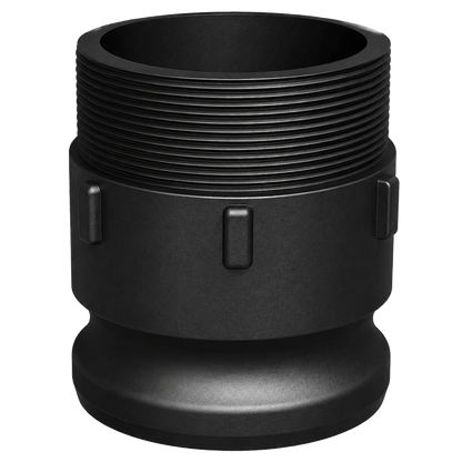 3″ Male Camlock × 3″ NPT Male (Type F) in black glass-filled polypropylene