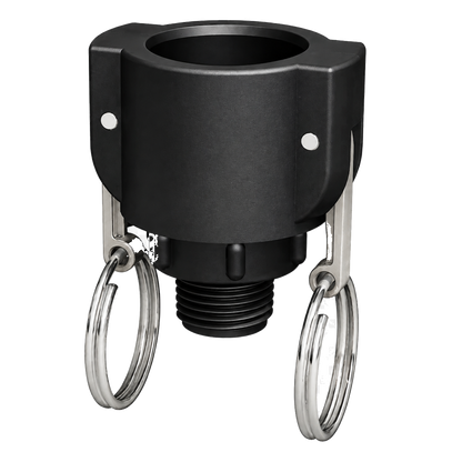 ¾″ Female Camlock × ½″ NPT Male (Type B) in black glass-filled polypropylene