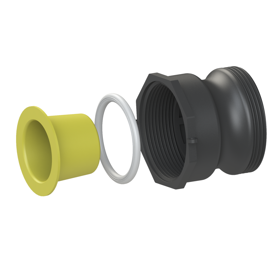 2’’ short Camlock male with 21B X 2’’ NPS female, gasket, plug