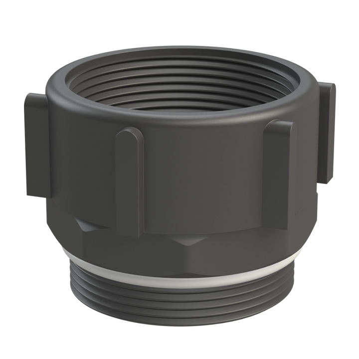 CPP® BCS G2 × 11.5 (2″ BSP/NPS) Drum Thread × 2″ NPT Female in black glass-filled polypropylene – product view 1