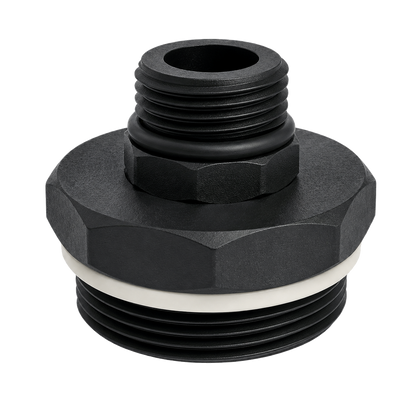 CPP® BCS G2 × 11.5 (2″ BSP/NPS) Drum Thread × 1″ BSPP Short Male (O-ring Seal) in black glass-filled polypropylene – product view 1