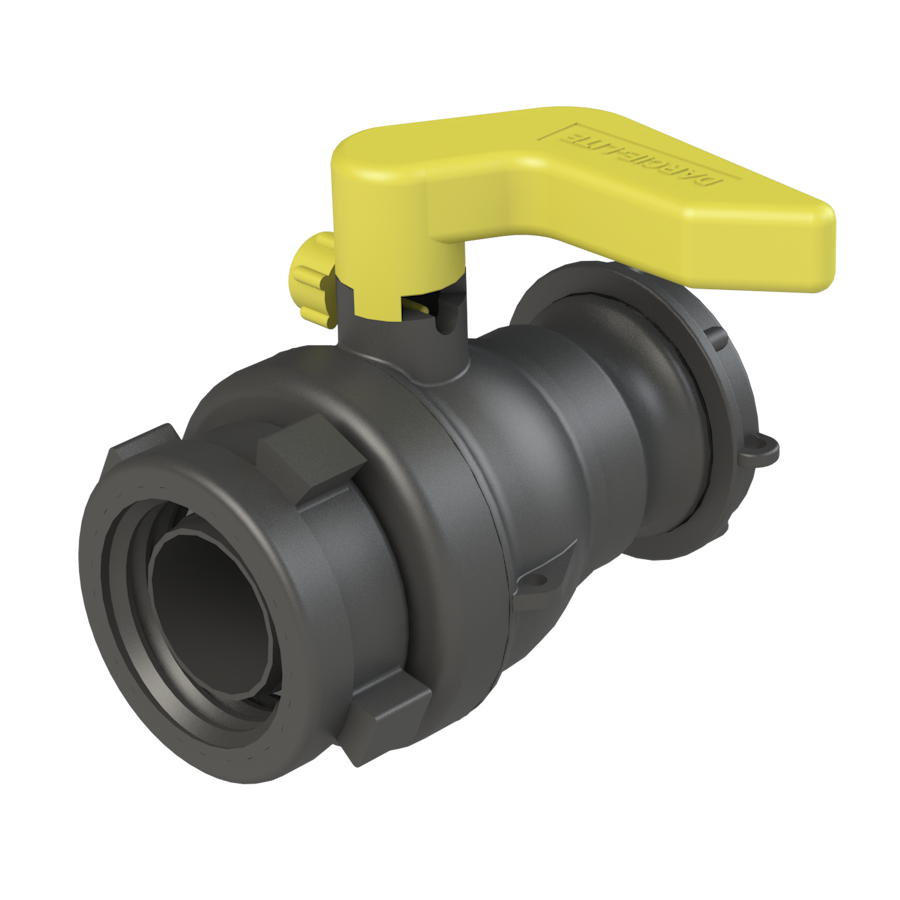 2'' 'DARCIE-LITE' IBC ball valve, S60X6 female buttress in-let x 2'' Camlock adapter with 2'' pipe t