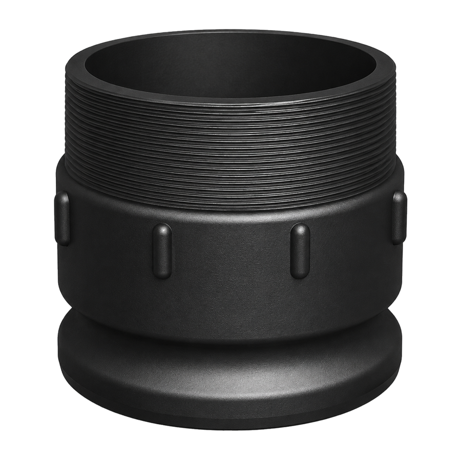 4″ Male Camlock × 4″ NPT Male (Type F) in black glass-filled polypropylene