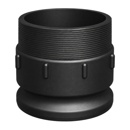 4″ Male Camlock × 4″ NPT Male (Type F) in black glass-filled polypropylene