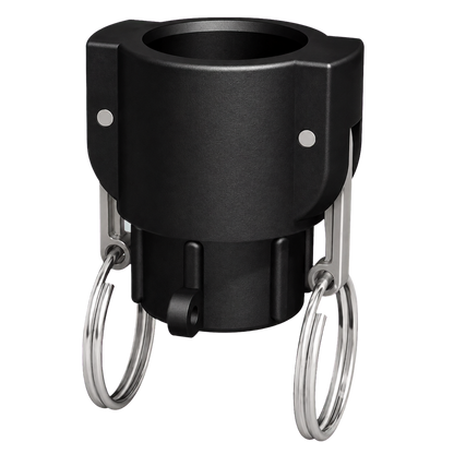 ¾″ Female Camlock × ½″ BSPP Female (Type D) in black glass-filled polypropylene