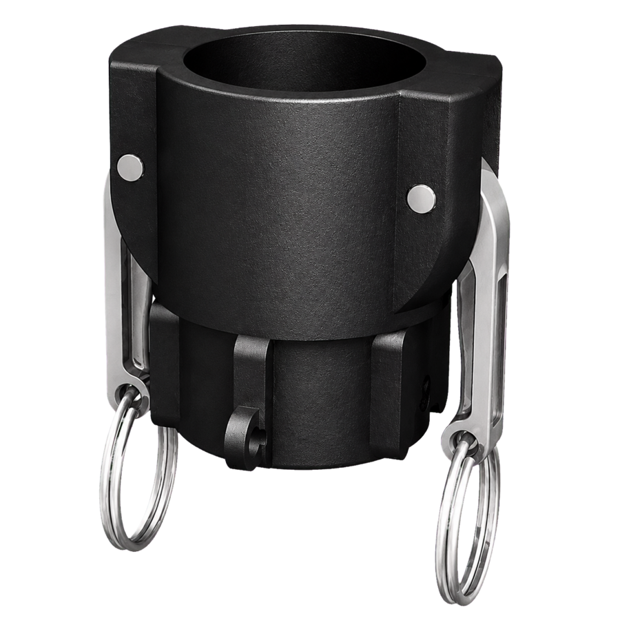 True 1¼″ Female Camlock × 1¼″ NPT Female (Type D) in black glass-filled polypropylene