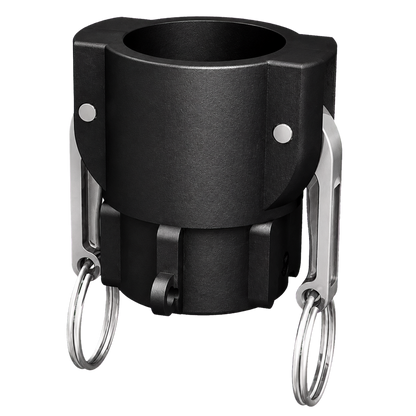 True 1¼″ Female Camlock × 1¼″ NPT Female (Type D) in black glass-filled polypropylene