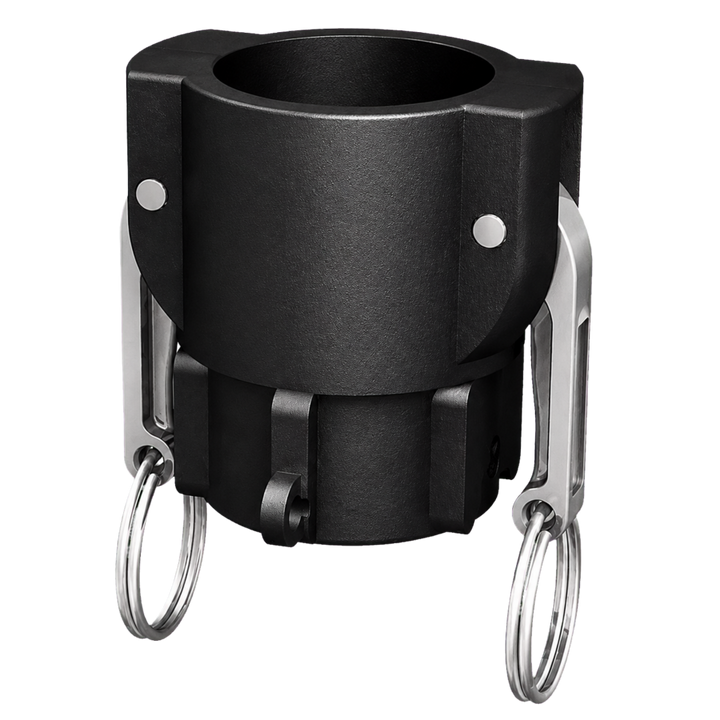 True 1¼″ Female Camlock × 1¼″ NPT Female (Type D) in black glass-filled polypropylene