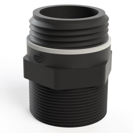 CPP® S56X4 Drum Thread × 2″ BSPP Male in black glass-filled polypropylene