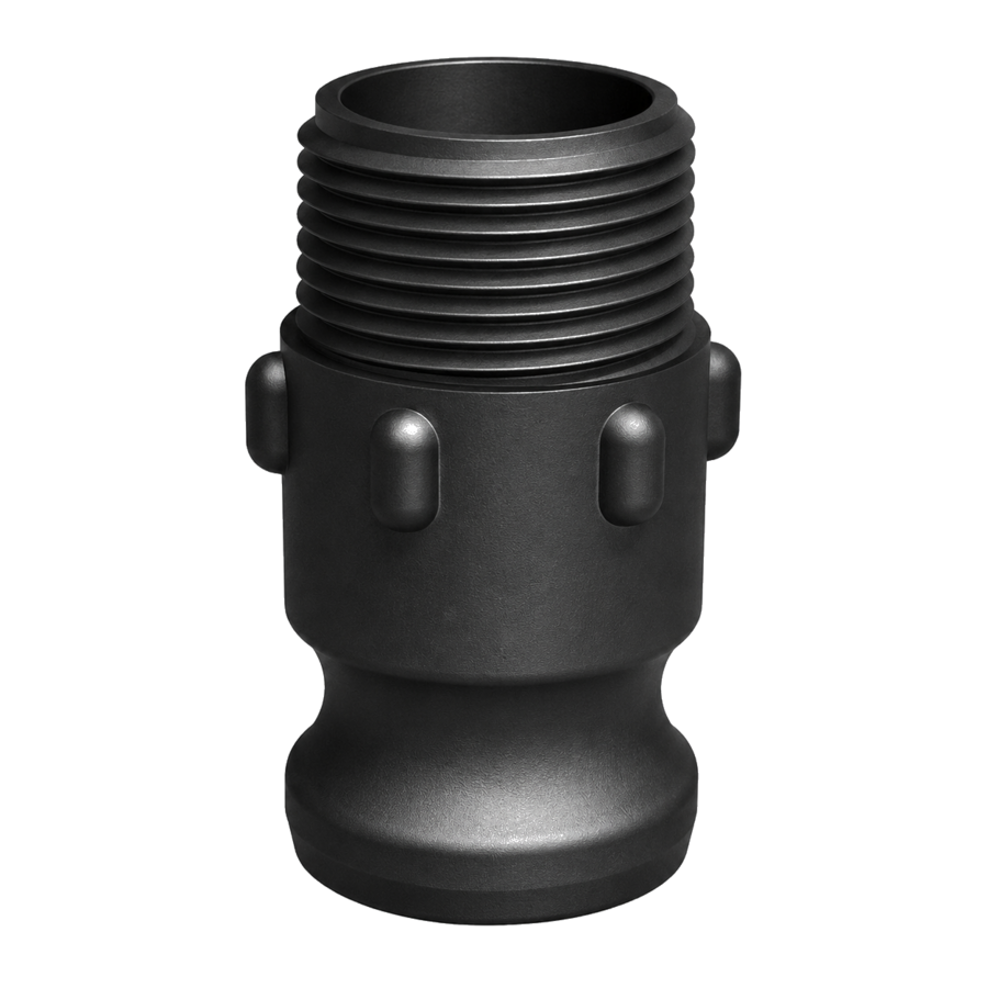 1″ Male Camlock × 1″ NPT Male (Type F) in black glass-filled polypropylene