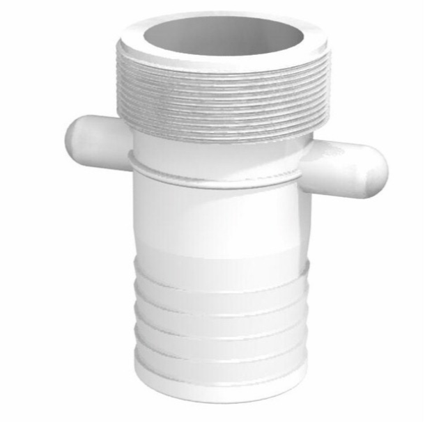 CPP® 2½ inch BSPP lugged male coupling with 2½ inch 63 mm hose tail in natural polypropylene