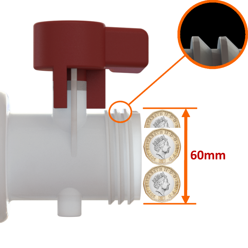 1'' BSP hex male adapter X S60X6 female buttress C/W seal G/P/P